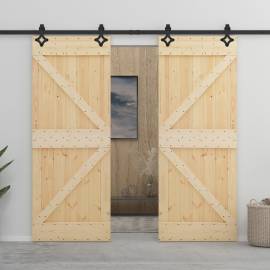 Ușă glisantă cu set feronerie, 90x210 cm, lemn masiv de pin, 5 image