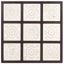 Panouri de perete sculptate manual, maro și alb, 60x60x1,5 cm, mdf, 4 image