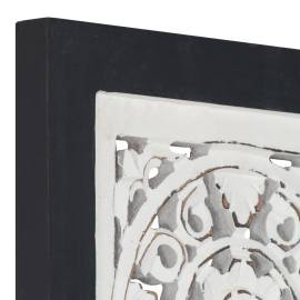 Panouri perete sculptate manual, negru/alb, 40x40x1,5 cm, mdf, 6 image