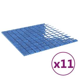 Plăci mozaic, 11 buc., albastru, 30x30 cm, sticlă, 2 image