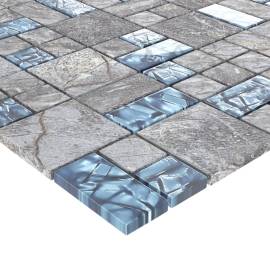 Plăci mozaic, 11 buc., gri și albastru, 30x30 cm, sticlă, 5 image