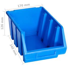 Cutii de depozitare stivuibile, 20 buc., albastru, plastic, 4 image