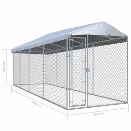 Padoc pentru câini de exterior, cu acoperiș 760x190x225 cm, 6 image