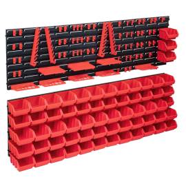 Set cutii depozitare 141 piese cu panouri de perete, roșu&negru
