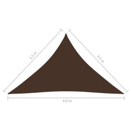 Parasolar, maro, 3,5x3,5x4,9 m, țesătură oxford, triunghiular, 6 image