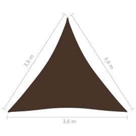 Parasolar, maro, 3,6x3,6x3,6 m, țesătură oxford, triunghiular, 6 image