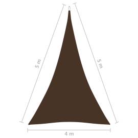 Parasolar, maro, 4x5x5 m, țesătură oxford, triunghiular, 6 image