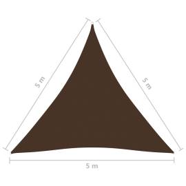 Parasolar, maro, 5x5x5 m, țesătură oxford, triunghiular, 6 image