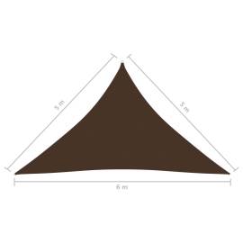 Parasolar, maro, 5x5x6 m, țesătură oxford, triunghiular, 6 image