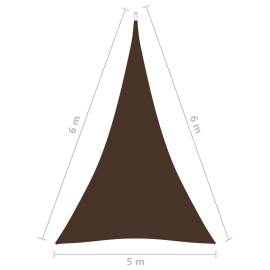 Parasolar, maro, 5x6x6 m, țesătură oxford, triunghiular, 6 image