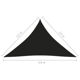 Parasolar, negru, 3,5x3,5x4,9 m, țesătură oxford, triunghiular, 6 image