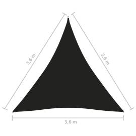 Parasolar, negru, 3,6x3,6x3,6 m, țesătură oxford, triunghiular, 6 image