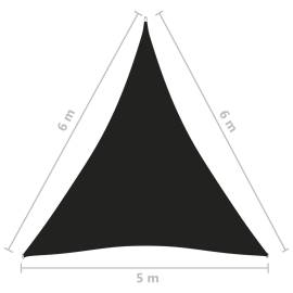 Parasolar, negru, 5x6x6 m, țesătură oxford, triunghiular, 6 image