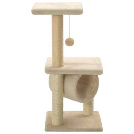 Ansamblu pentru pisici, stâlpi cu funie de sisal, bej, 65 cm, 3 image