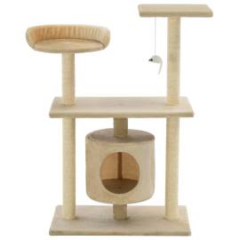 Ansamblu pentru pisici cu stâlpi din funie de sisal, 95 cm bej, 3 image