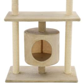 Ansamblu pentru pisici cu stâlpi din funie de sisal, 95 cm bej, 7 image