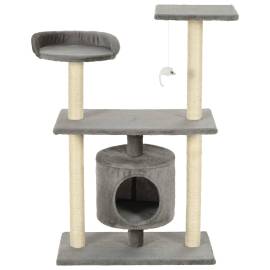 Ansamblu pentru pisici cu stâlpi din funie de sisal, 95 cm gri, 3 image