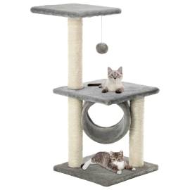 Ansamblu pentru pisici cu stâlpi din funie de sisal, gri, 65 cm