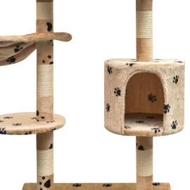 Ansamblu pisici, funie de sisal, 125 cm, imprimeu lăbuțe, bej, 3 image