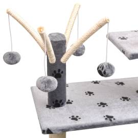 Ansamblu pisici, funie de sisal, 125 cm, imprimeu lăbuțe, gri, 4 image