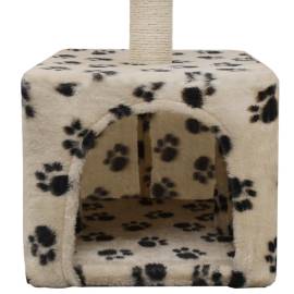 Ansamblu pisici, stâlp funie sisal, bej, 55 cm, imprimeu lăbuțe, 5 image