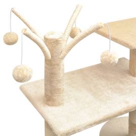 Ansamblu pisici, stâlpi cu funie de sisal, 125 cm, bej, 4 image
