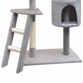 Ansamblu pisici, stâlpi cu funie de sisal, 150 cm, gri, 3 image