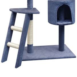 Ansamblu pisici, stâlpi cu funie sisal, 150 cm, albastru închis, 3 image