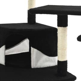 Ansamblu pisici, stâlpi din funie de sisal 203 cm negru și alb, 6 image
