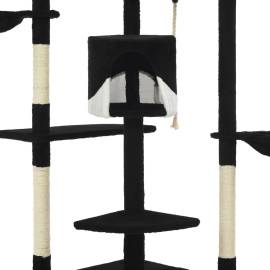 Ansamblu pisici, stâlpi din funie de sisal 203 cm negru și alb, 5 image