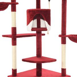 Ansamblu pisici, stâlpi din funie de sisal 203 cm roșu și alb, 5 image