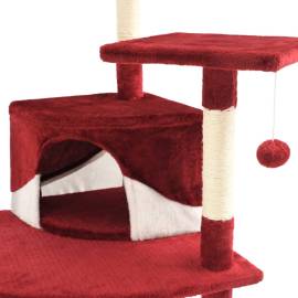 Ansamblu pisici, stâlpi din funie de sisal 203 cm roșu și alb, 6 image