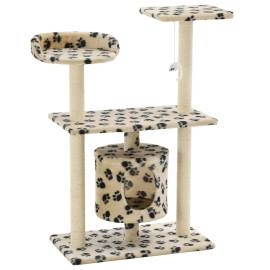 Ansamblu pisici, stâlpi funie sisal, 95 cm imprimeu lăbuțe bej, 2 image