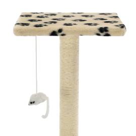 Ansamblu pisici, stâlpi funie sisal, 95 cm imprimeu lăbuțe bej, 6 image