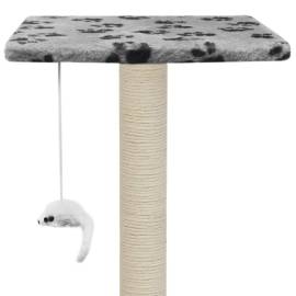 Ansamblu pisici, stâlpi funie sisal, 95 cm imprimeu lăbuțe gri, 7 image
