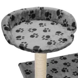Ansamblu pisici, stâlpi funie sisal, 95 cm imprimeu lăbuțe gri, 6 image