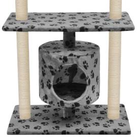 Ansamblu pisici, stâlpi funie sisal, 95 cm imprimeu lăbuțe gri, 4 image