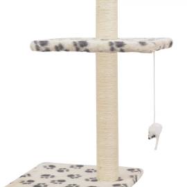Ansamblu pisici, stâlpi funie sisal 260 cm imprimeu lăbuțe bej, 6 image