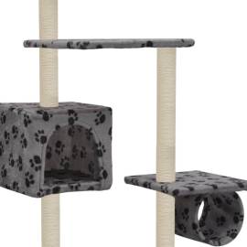 Ansamblu pisici, stâlpi funie sisal 260 cm imprimeu lăbuțe gri, 4 image