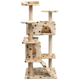 Ansamblu pisici cu funie de sisal, 125 cm, imprimeu lăbuțe, bej, 2 image
