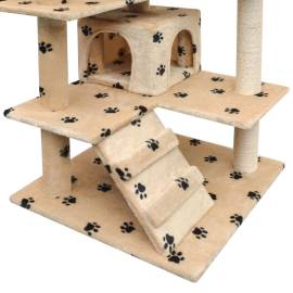 Ansamblu pisici cu funie de sisal, 125 cm, imprimeu lăbuțe, bej, 3 image