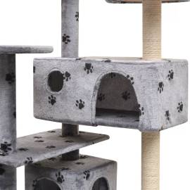 Ansamblu pisici cu funie de sisal, 125 cm, imprimeu lăbuțe, gri, 4 image