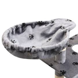 Ansamblu pisici cu funie de sisal, 150 cm, imprimeu lăbuțe, gri, 5 image