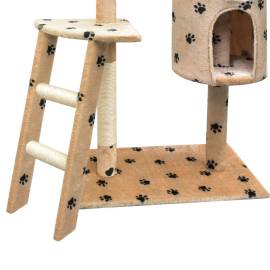 Ansamblu pisici cu funie sisal, 150 cm, imprimeu lăbuțe, bej, 3 image