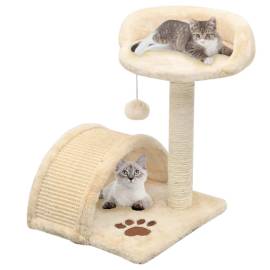 Ansamblu pisici cu stâlp funie sisal, bej și maro, 40 cm