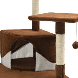 Ansamblu pisici cu stâlpi din funie de sisal 203 cm maro și alb, 6 image