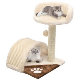 Ansamblu pisici cu stâlpi funie sisal, bej și maro, 40 cm