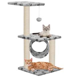 Ansamblu pisici cu stâlpi funie sisal gri 65 cm imprimeu lăbuțe