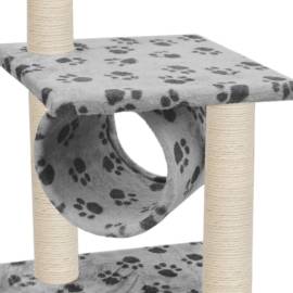 Ansamblu pisici cu stâlpi funie sisal gri 65 cm imprimeu lăbuțe, 4 image