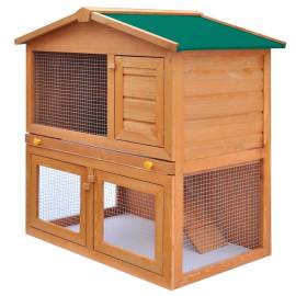 Cușcă de exterior iepuri cușcă adăpost animale mici 3 uși lemn